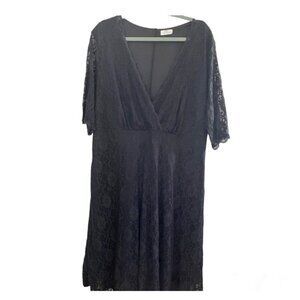 Retro Floral Midi Dress 22W Black Lace Witchy Neutral Whimsigoth Punk Grunge 80s